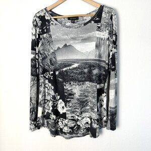 Vintage Y2K Karen Kane Graphic Photo Print Long Sleeve Tee Womens Large Gothic